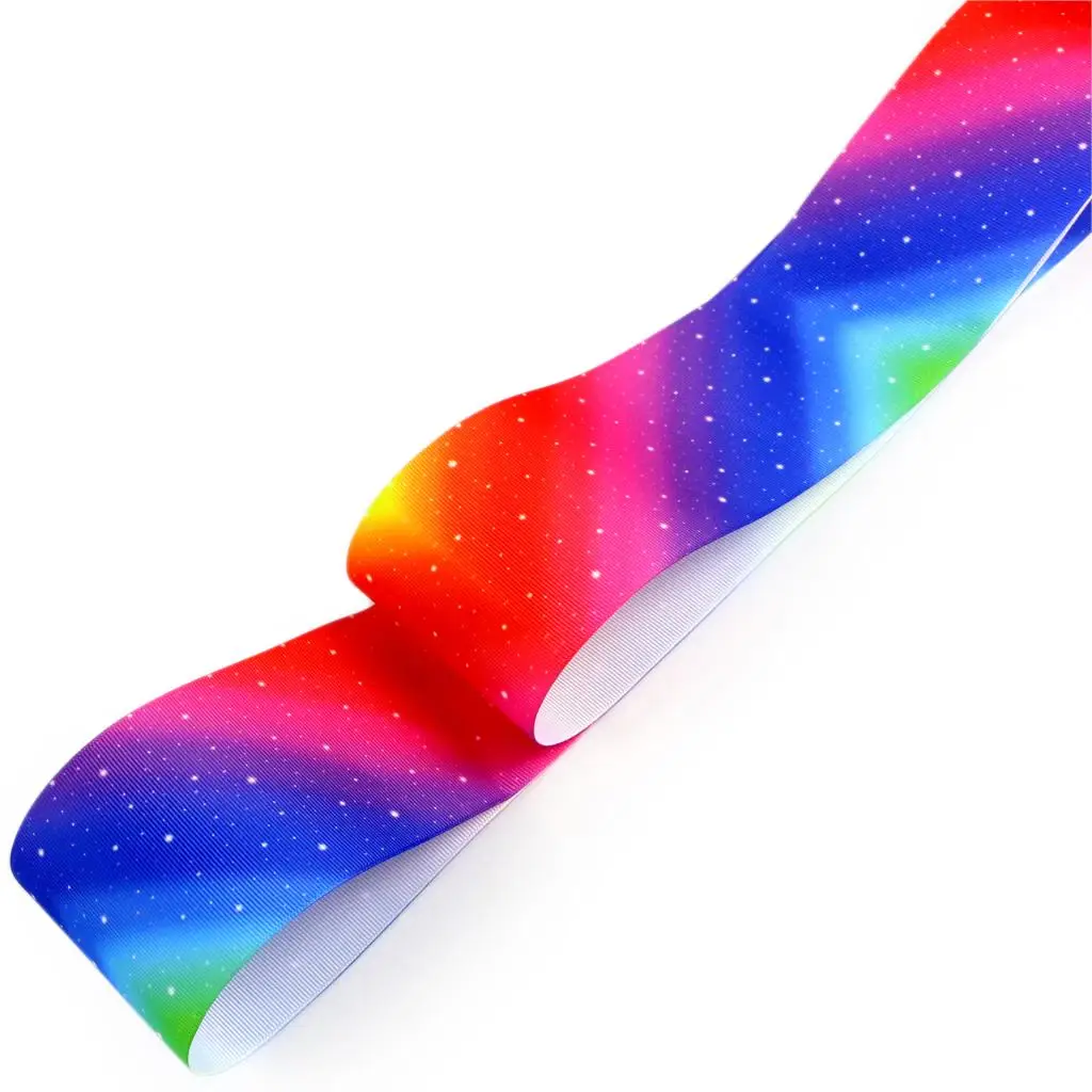 16 мм-75 мм радужные полосы Красочные Galaxy Check напечатанные Grosgrain/Foe ленты милый