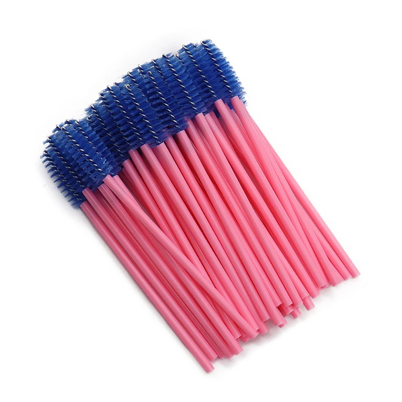 Pink To Blue 50 шт./лот Одноразовые ресниц расческа щетки для туши ресницы индивидуальные аппликатор Для женщин инструменты для макияжа; красота M03809 - Handle Color: Pink To Blue