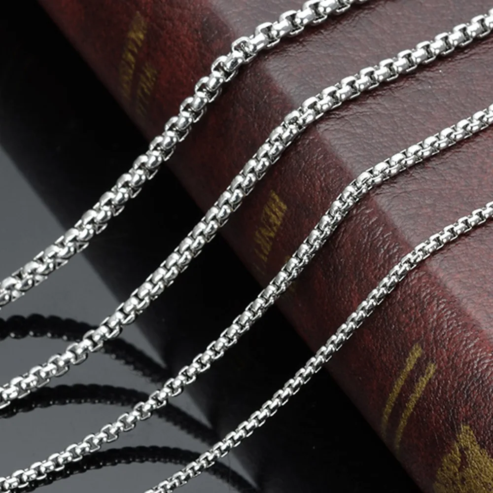 

Wholesale in Bulk 2mm/3mm Popular Use Women's Mens Silver Stainless Steel Box Link Necklace Chain for Pendant 16"-30"