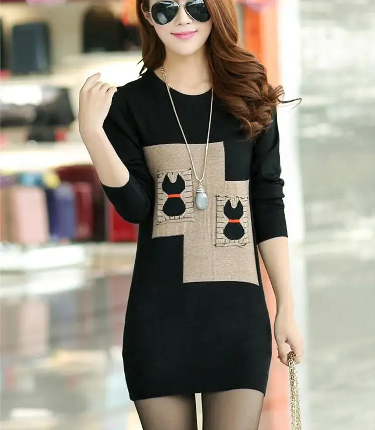 

Women's hoodies plus velvet thickening long paragraph soft bag hip cartoon was thin warm bottoming spring Autumn tops