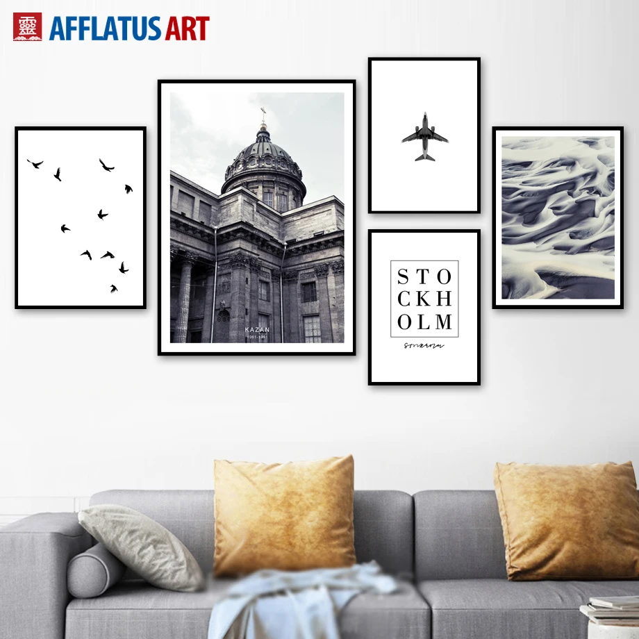 Казанская церковь пустыня пейзаж настенная живопись холст скандинавские