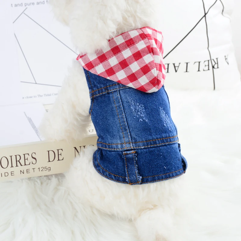 5- Plaid Hoodie Модный джинсовый пиджак для собак, одежда для маленьких и средних собак, джинсовая одежда с капюшоном для питомцев, одежда для чихуахуа, Ши-тцу, Прямая поставка - Цвет: 5- Plaid Hoodie