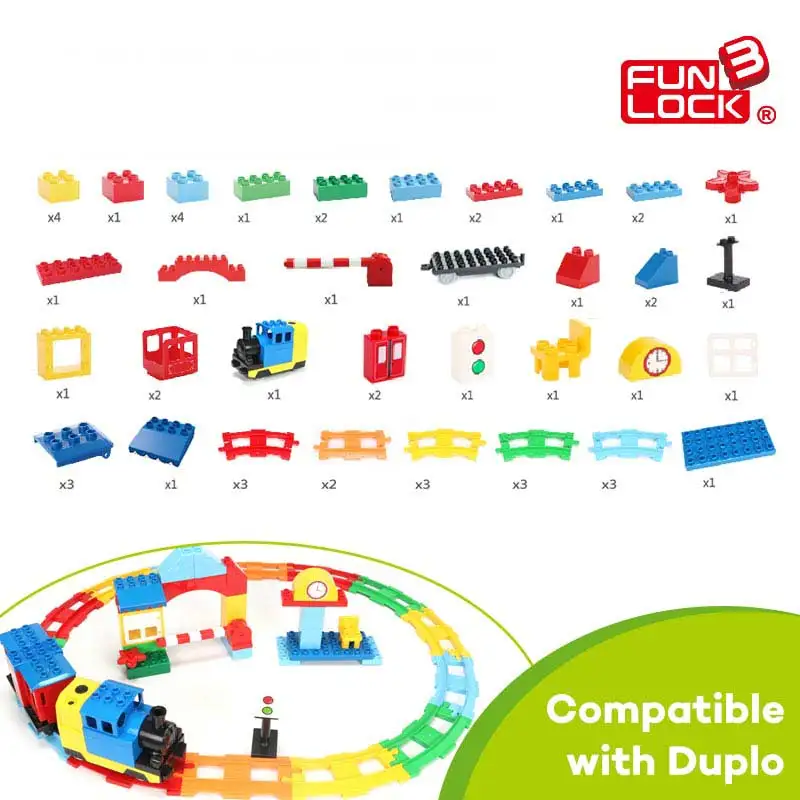 Конструктор Funlock Duplo детский 55 деталей на батарейках|brick set|building blocksduplo building blocks |