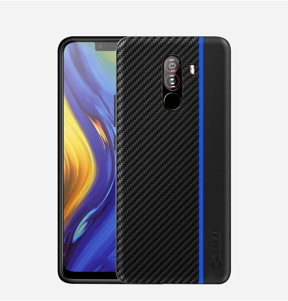 Xiaomi Pocophone F1 чехол из углеродного волокна текстурированное покрытие Pocophone F1 полный защитный задний Чехол для телефона Xiaomi Pocofone F1 чехол
