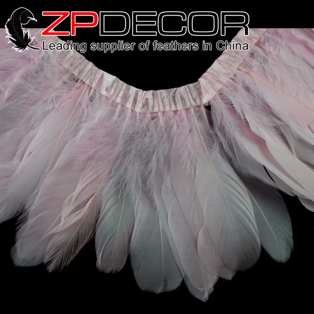 

ZPDECOR Feathers 2 Yards/lot Hand Select Premium Quality Wholesale Light PINK Goose Nagoire and Satinettes Feather Trim
