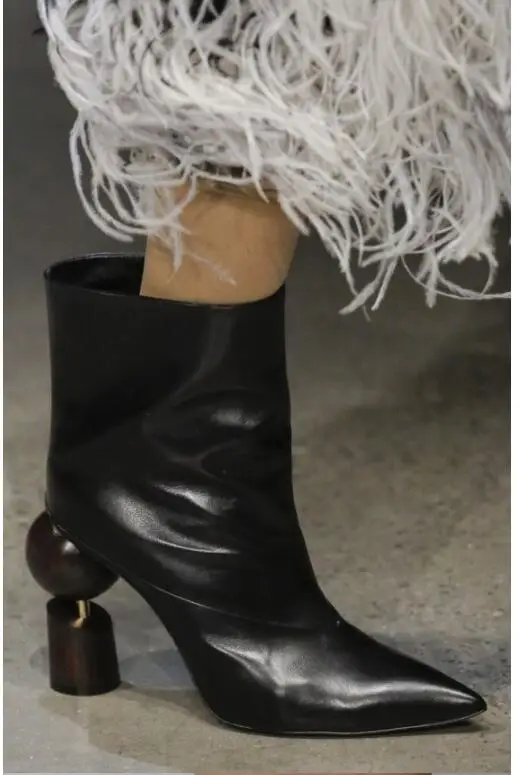 Botas Mujer; женские ботильоны на необычном высоком каблуке в западном стиле; цвет золотой, белый; Байкерская обувь из натуральной кожи с острым носком в стиле панк; - Цвет: as picture