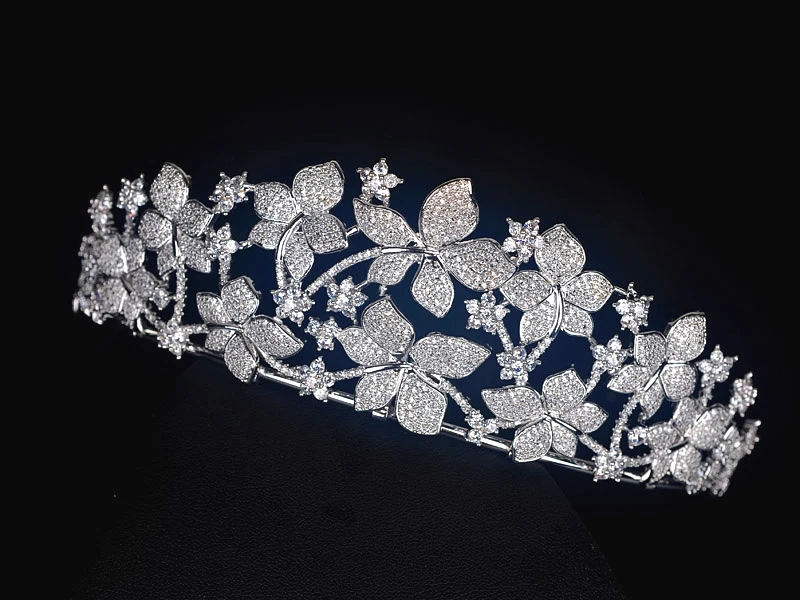 Be 8 Shiny Flower Shape AAA Cubic Zirconia Tiara and Crowns Wedding Hair Jewelry for Women&ampGirls Accessories H104 | Украшения и