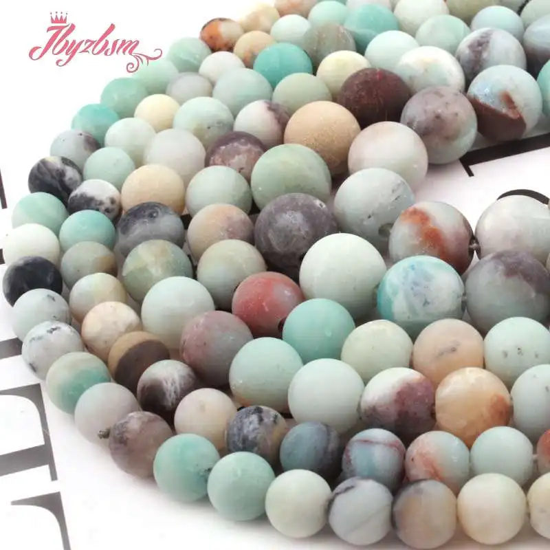 

8,10,12mm Frost Round Multicolor Amazonite Beads (2.5mm Hole) Natural Stone Beads For Necklace Jewelry Making 15" Free Shipping