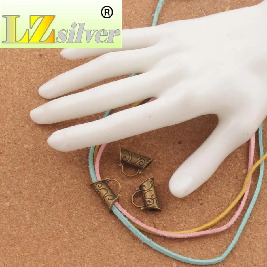 

Flower Swirl Tube Bails Beads Fit Charm European Bracelet L296 14pcs Antique Bronze