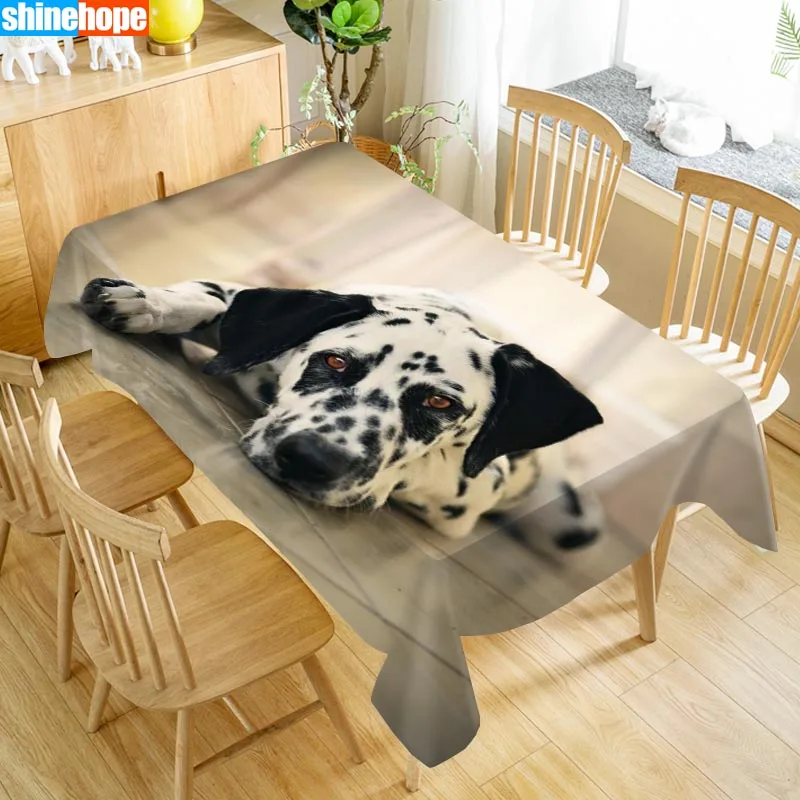 Custom Christmas Dalmatian Dog Table Cloth Oxford Print Rectangular Waterproof Oilproof Animals Cover Wedding Tablecloth | Дом и сад