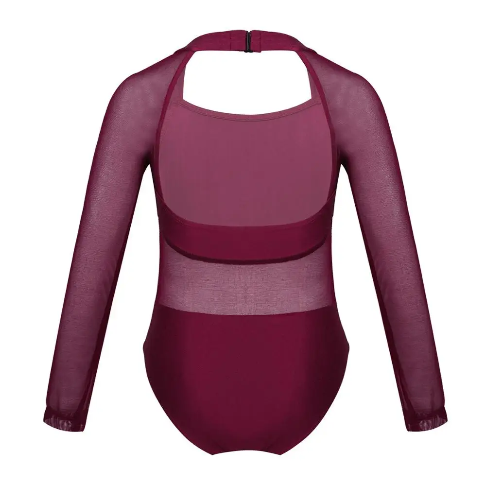 Балетный купальник с длинными рукавами для девочек трико танцевальной