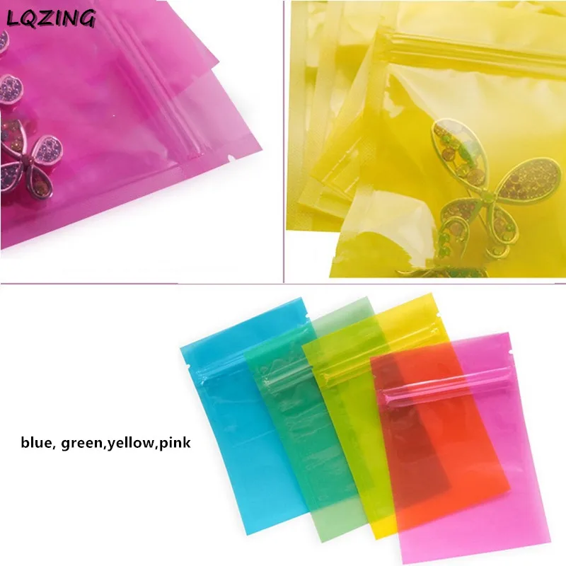 Желтый/розовый/зеленый/синий пластиковый ziplock уплотнительные сумки для ювелирных изделий/мелких предметов/деталей/мини-сумка для хранения с бусинами замок на молнии 100 шт