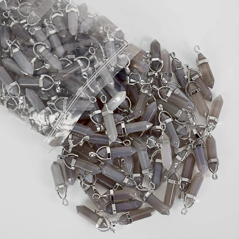 Искусственные камни в виде столбика Серый агат рейки маятниковая подвеска