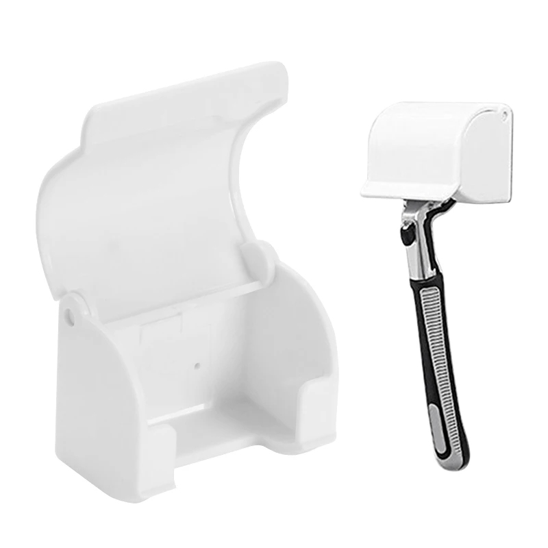 white 1pcs Кухонная Пылезащитная бритва пластиковая Бритва держатель на присоске Полка для хранения Тип ванной набор бритвенная крышка бритвенная стойка - Цвет: white 1pcs