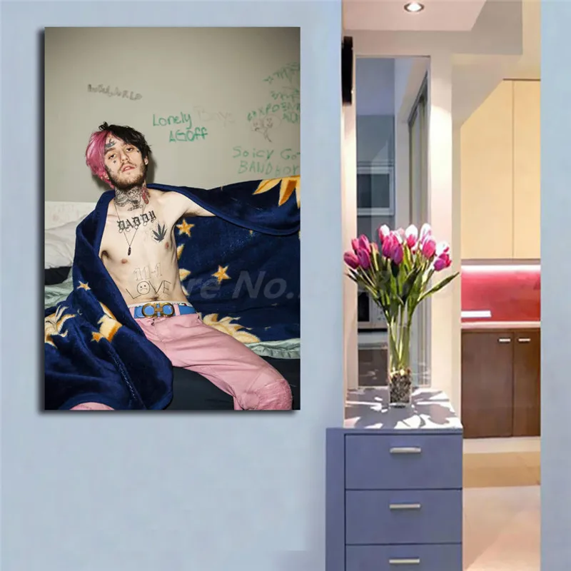 Lil Peep розовые и Черные искусственные волосы принт для гостиной домашний декор