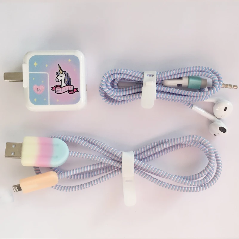 2018 новый кабель намотки мультфильм USB протектор для кабеля передачи данных набор