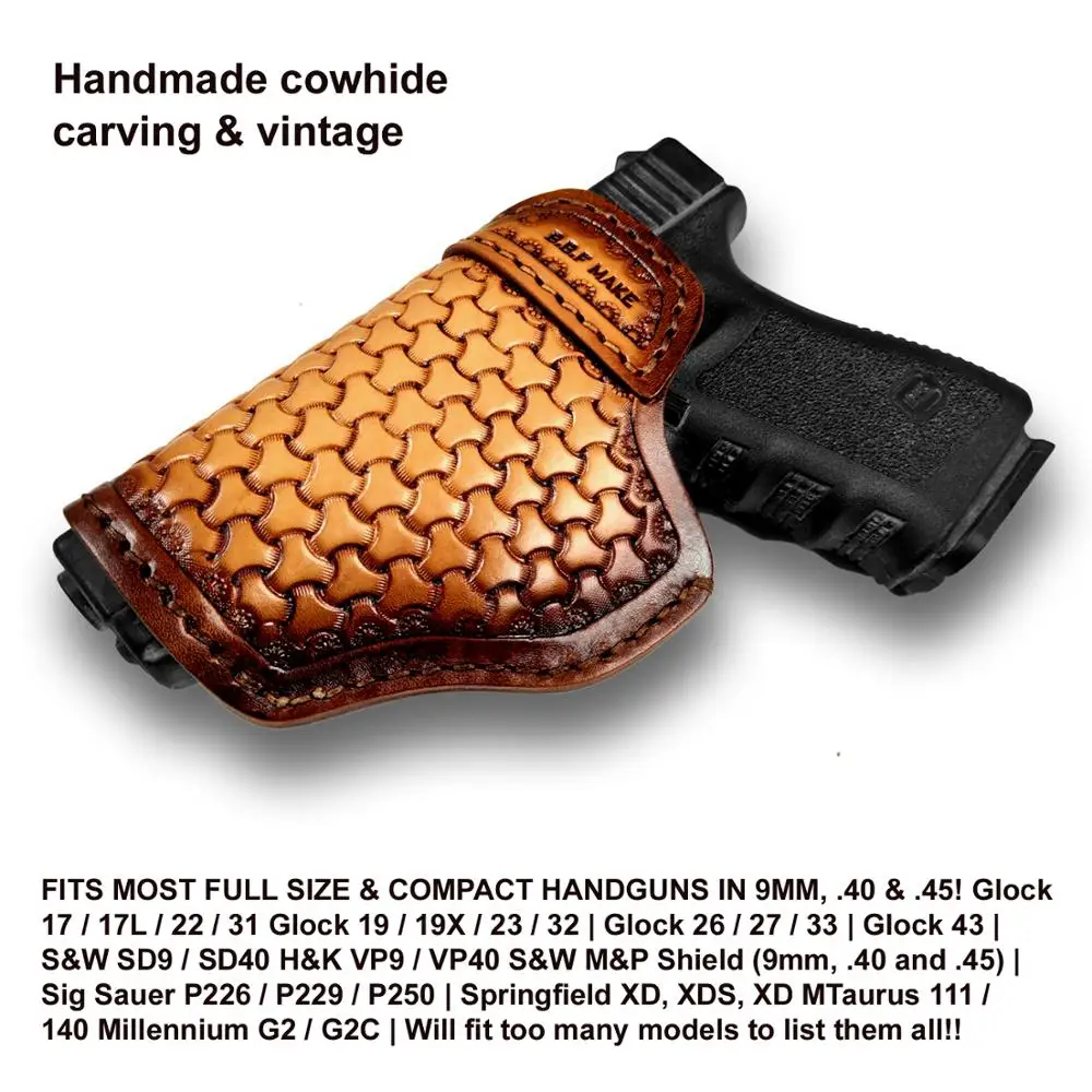 B.B.F MAKE Пистолет Чехол кожаный мешок Patternt сумка доски для S & W М P щит GLOCK 17 18 19 22 23 26 27