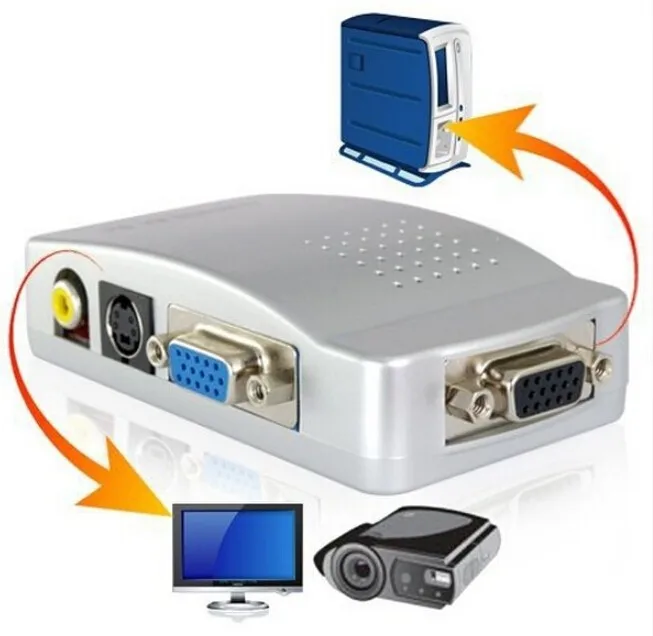 2 шт. VGA к ТВ AV RCA адаптер сигнала конвертер видео переключатель Box разъем|box sample|box