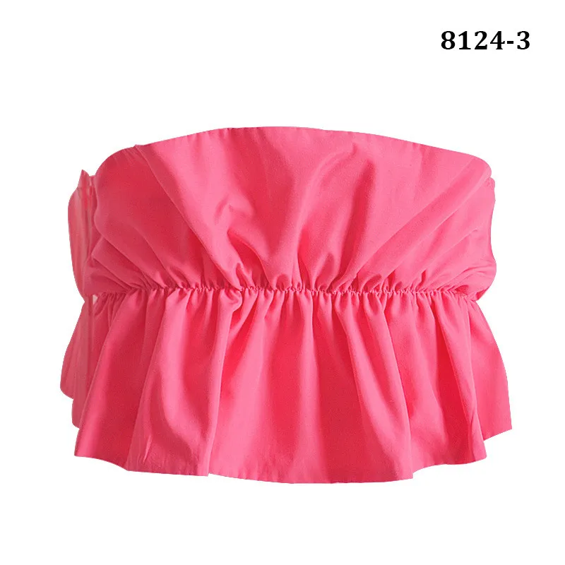 Yuqung Топ без бретелей с рюшами повседневные укороченные топы майка женская