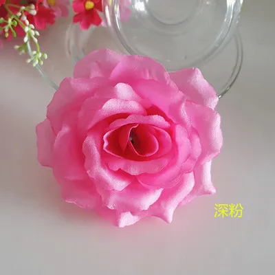 15 Dark Pink 10 шт. 10 см большая золотая Шелковая Роза искусственная цветок Свадебный дом Рождество DIY ремесла Моделирование дешевые искусственные цветы - Цвет: 15 Dark Pink