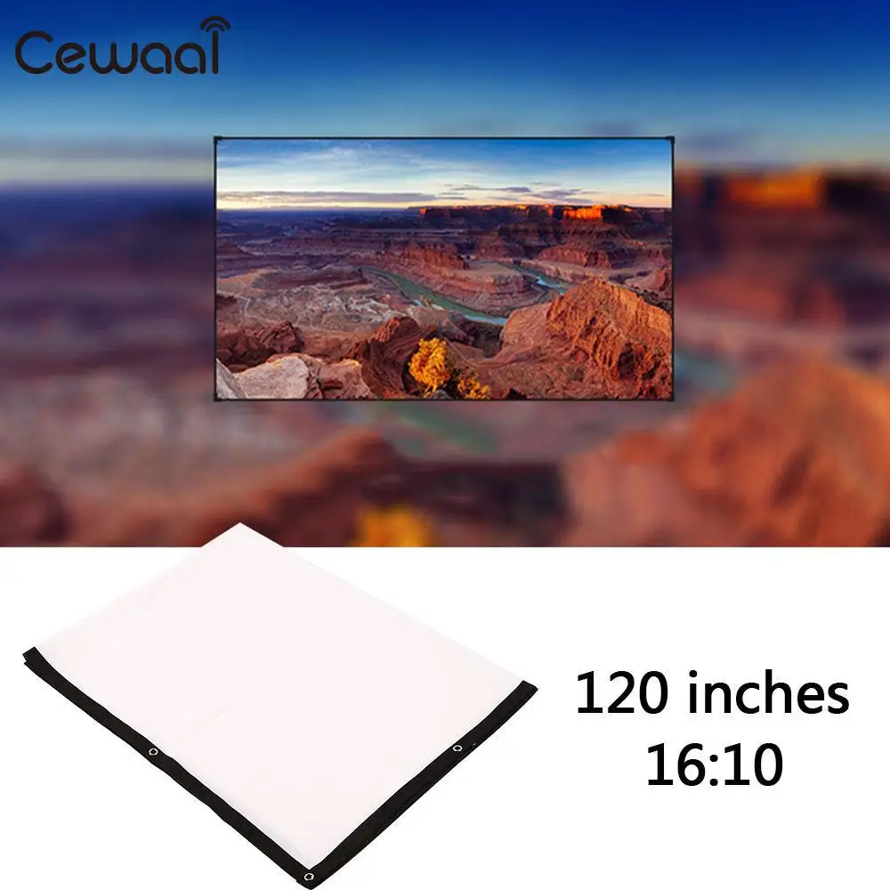 Портативный проектор Cewaal 120 дюймов 16:10 БЕЛЫЙ Проекционный экран для HD проектора