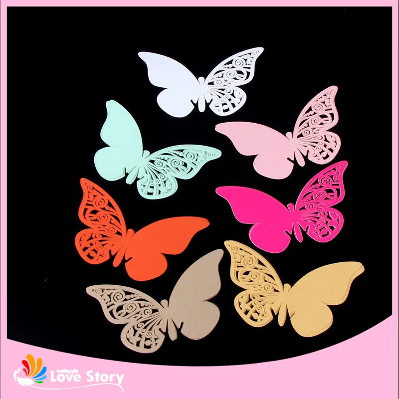 25 шт. красивая бабочка карточка с местом для указания имени вино стеклянная карта