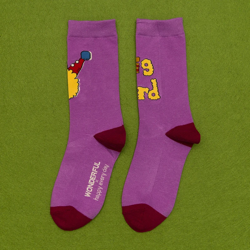 CH8100-Purple Унисекс модные женские носки Harajuku цветные хлопковые нормальные носки мужские 1 пара - Цвет: CH8100-Purple