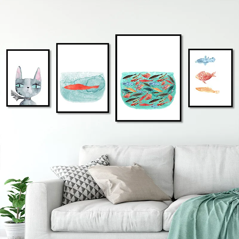 Горячая Распродажа скандинавский стиль Кошачий шарф Рыбный бак синего и желтого