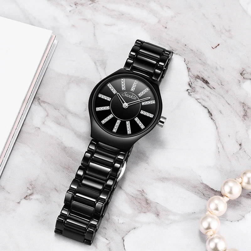 SUNKTA Relogio Feminino женские часы Лидирующий бренд Роскошные бриллиантовые модные