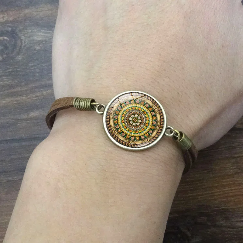 XUSHUI XJ стеклянный кабошон Шарм браслет с изображением калейдоскопа буддизма