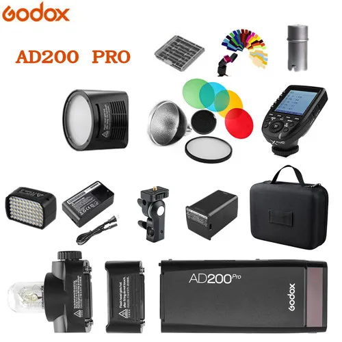Godox AD200pro 200Ws наружный светильник-вспышка AD200 PRO Карманный светильник-вспышка для sony Nikon Canon Fuji ttl HSS 2,4G Беспроводная система X - Цвет: Черный