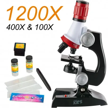 AmScope 100X 1200X LED Детский семейный набор для начинающих + предметы