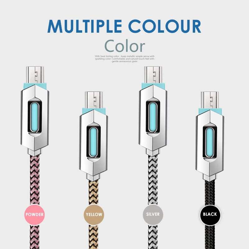 Overfly Micro USB кабель со светодиодный светильник 1 м Быстрая Зарядка Кабели для