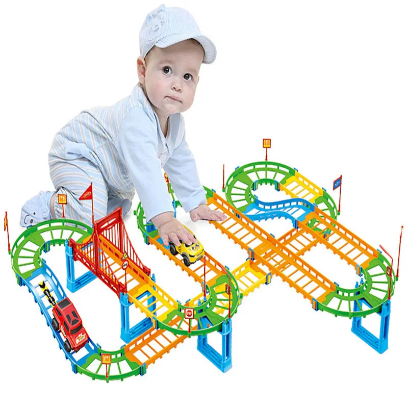 DIY 3D игрушка для мальчиков Электрический рельс скоростной автомобиль модель