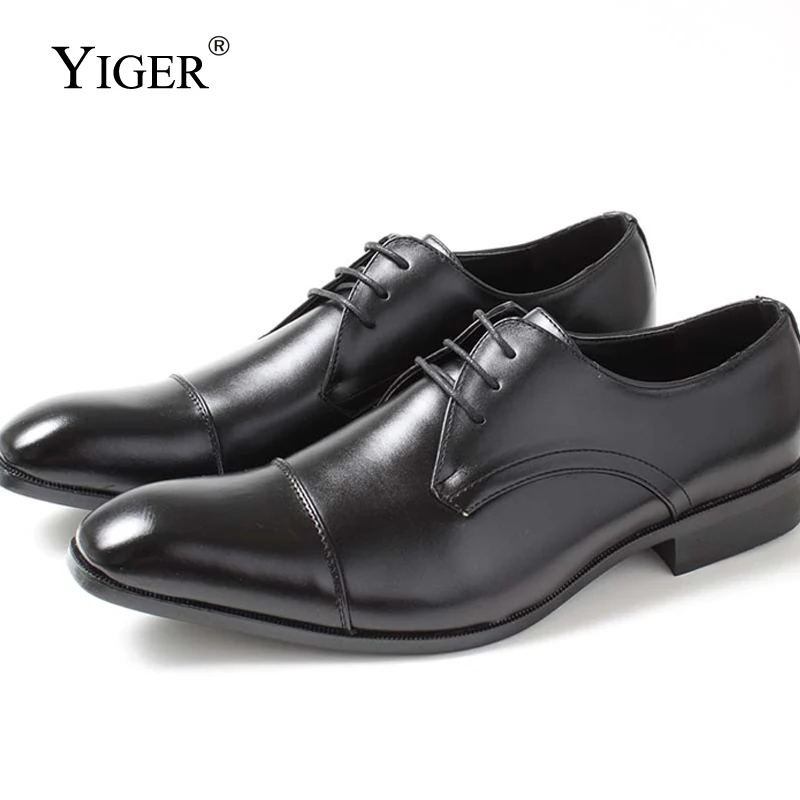 YIGER/Новинка Мужские модельные туфли из натуральной свиной кожи мужские деловые