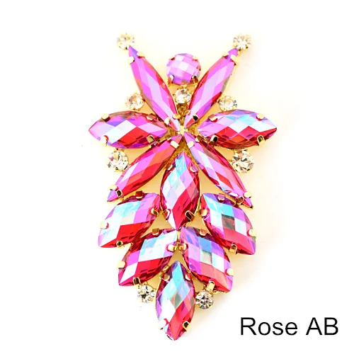 Rose AB 4 формы, 1 шт., цветные стразы с кристаллами AB, аппликация, пришитые стразы, Золотое дно для украшения шляпы, свадебное платье B1213 - Цвет: Rose AB