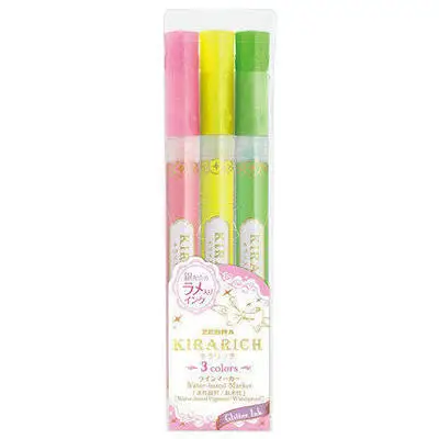 3 colors set Япония Зебра KIRARICH блестящая жемчужина Ручка 3/5 цветов комплект WKS18 Цвет маркер ручка - Цвет: 3 colors set