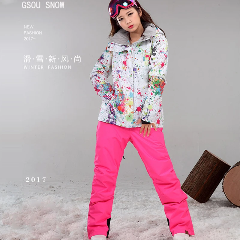 Gsou Snow лыжный костюм женский зимний теплый-30 Открытый ветрозащитный водонепроницаемый спортивный сноуборд куртка Размер XS SML
