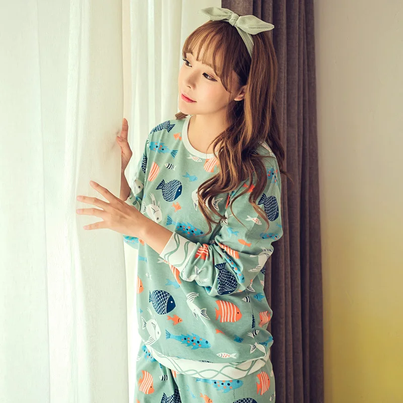 JRMISSLI Сезон весна-осень Женские комплекты пижам Женская пижама с круглым вырезом