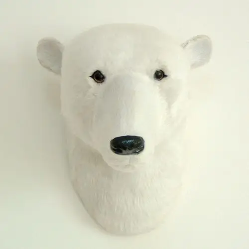 Бесплатная доставка, искусственная головка белого медведя, подарок, головка белого медведя, украшение на стену, миниатюрная головка белого ...