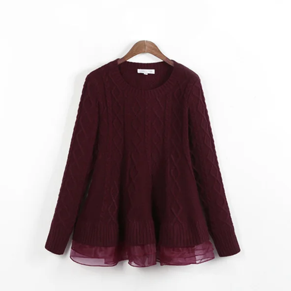 Women Knitted Lace Sweater Dresses 2017 Latest Long-Sleeve O-Neck Red Knitwear Fashion Crochet Pullovers Clothing Tops | Женская одежда