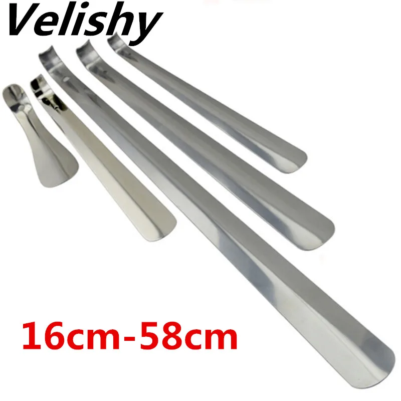 Velishy 1PCS High Quality Durable Handle Shoes Horn Professional Stainless Steel Silver Shoe Horn 16/30/45/52/58cm