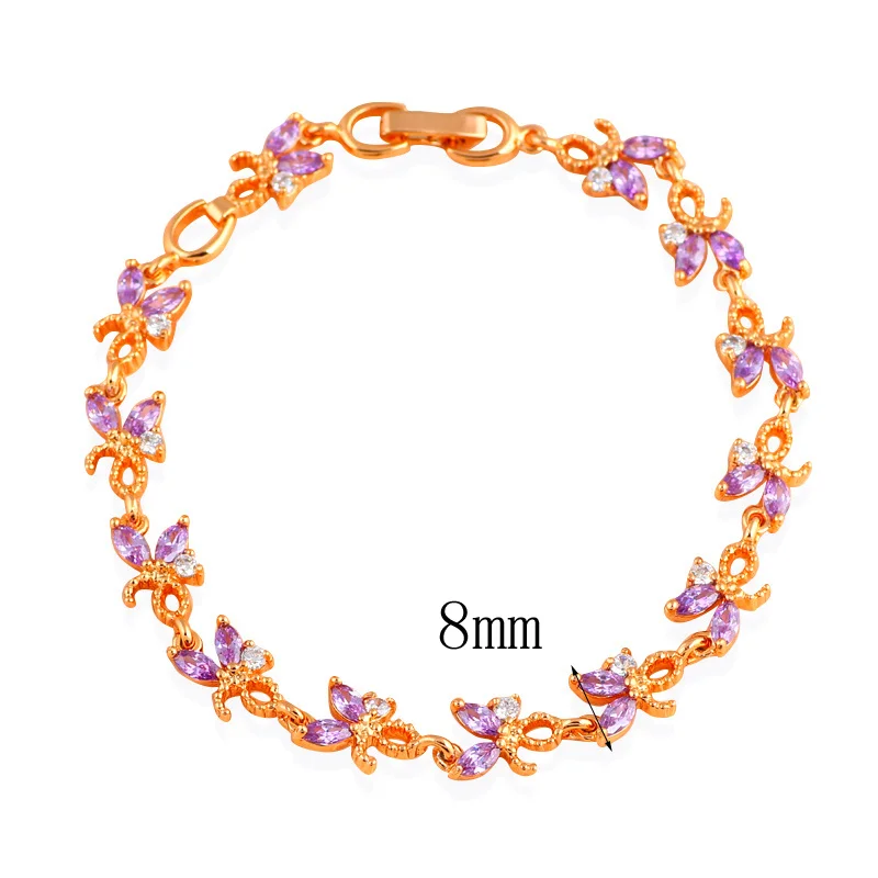 Женский браслет с фианитом TB1037A Элегантные Дизайнерские Браслеты золотого и