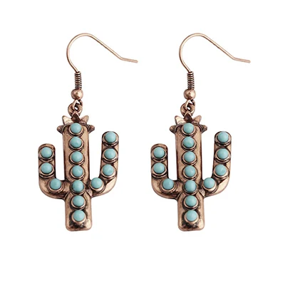 Vintage Copper Banny Розовый Hope Кактус Кулон Серьги для женщин богемные бусины эффектные висячие серьги дикие серьги из сплава Pendiente - Окраска металла: Vintage Copper