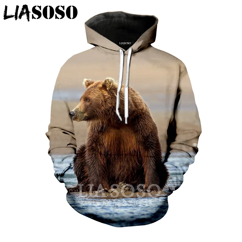 4 LIASOSO, новинка зимы, для мужчин и женщин, модная толстовка, 3D принт, животные, медведь, толстовки, длинный рукав, круглый вырез, топ, Harajuku, пуловер, B107-7 - Цвет: 4