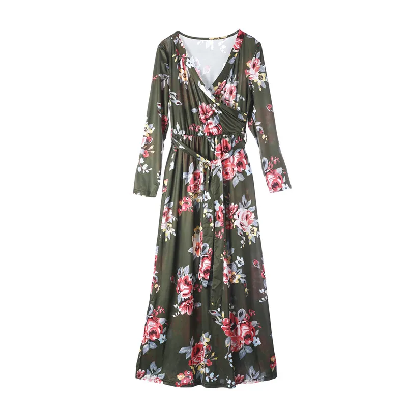 2017 новая осенняя Женская одежда с длинным рукавом Макси длинное платье модное