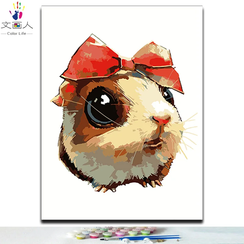 0017 Cut mouse Diy раскраска краски картины по номерам кошка собака руббит свинья тигр лев волк Пингвин Панда и попугай животные картины по номерам - Цвет: 0017 Cut mouse
