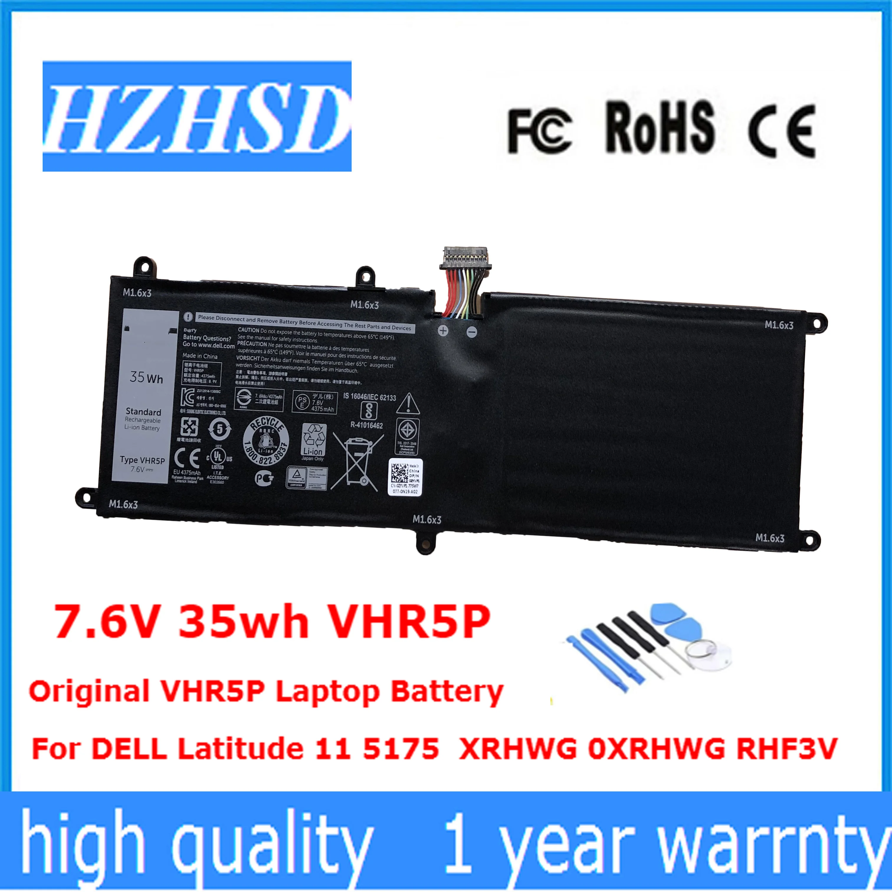 

7.6V 35wh VHR5P Original VHR5P Laptop Battery For DELL Latitude 11 5175 XRHWG 0XRHWG RHF3V