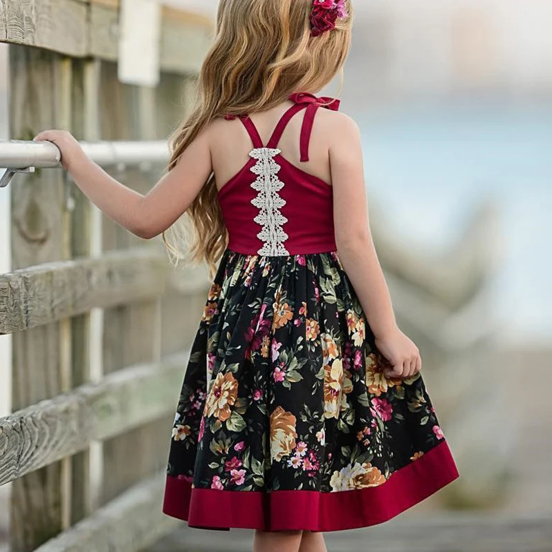 Bear Leader/платья для девочек Платье принцессы с цветочным принтом в стиле ретро