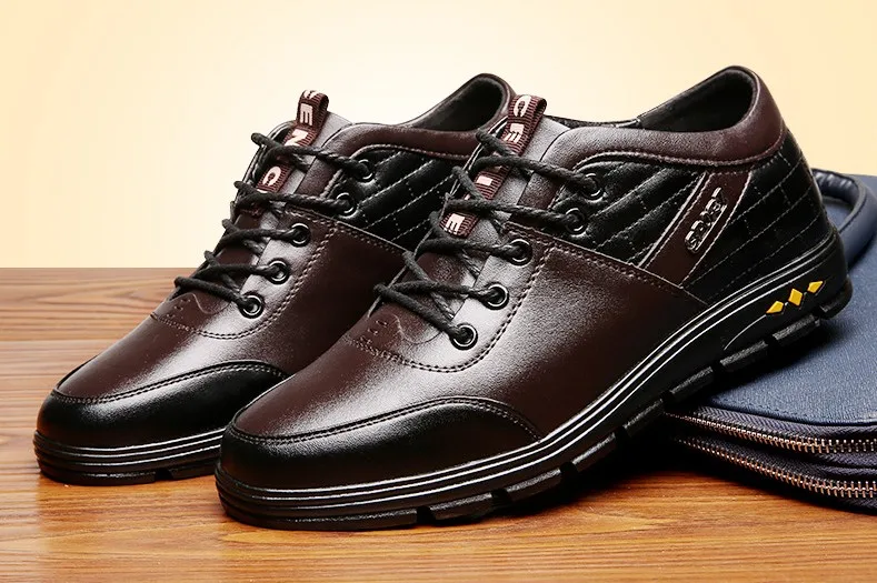 Men Casual Fashion Breathable Leather Height Increase Elevator Shoes Spring Lace Up 6CM Zapatos Hombre Sneakers Male |